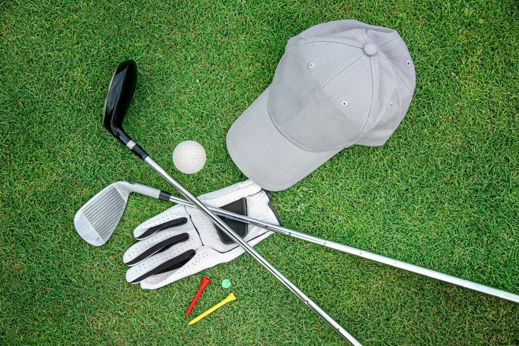 golf essentials on the lawn