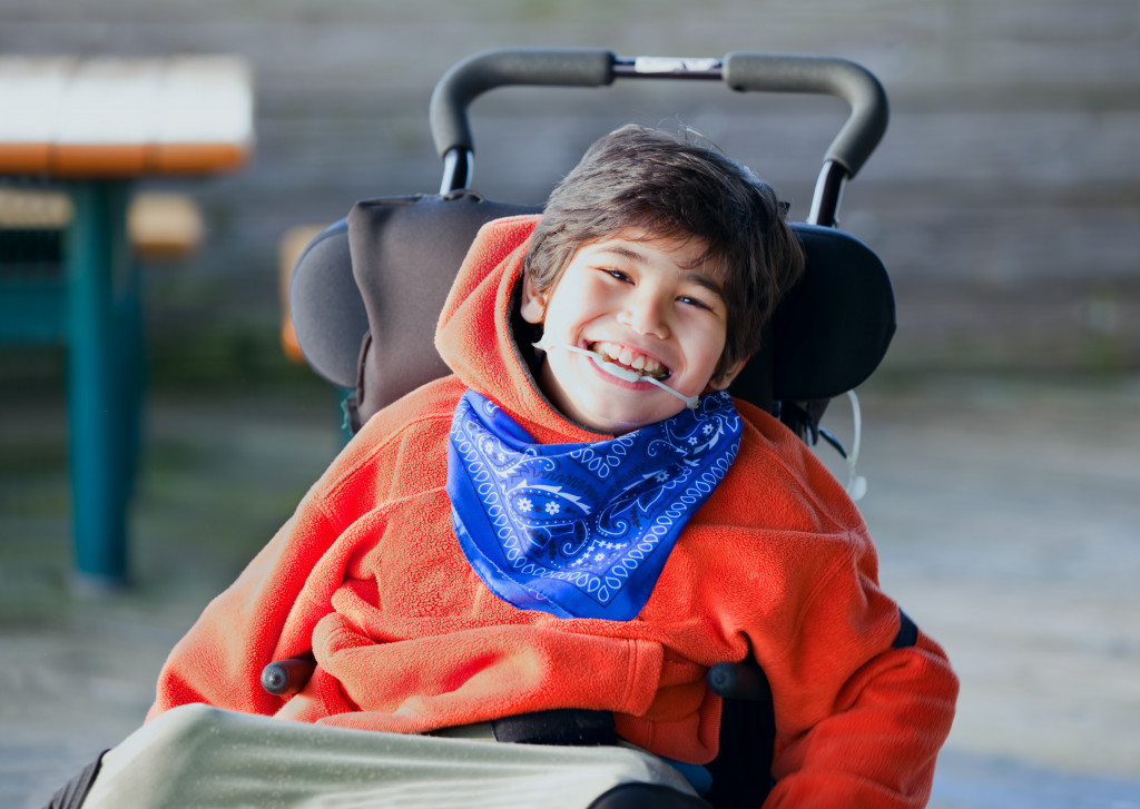 Disabled child smiling