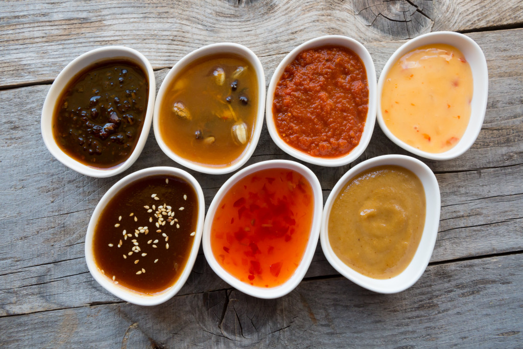 different asian herbs and spices made into various sauces