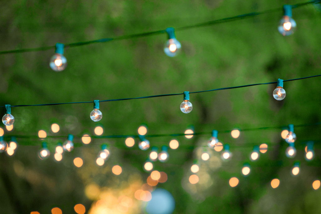 String lights hung on trees